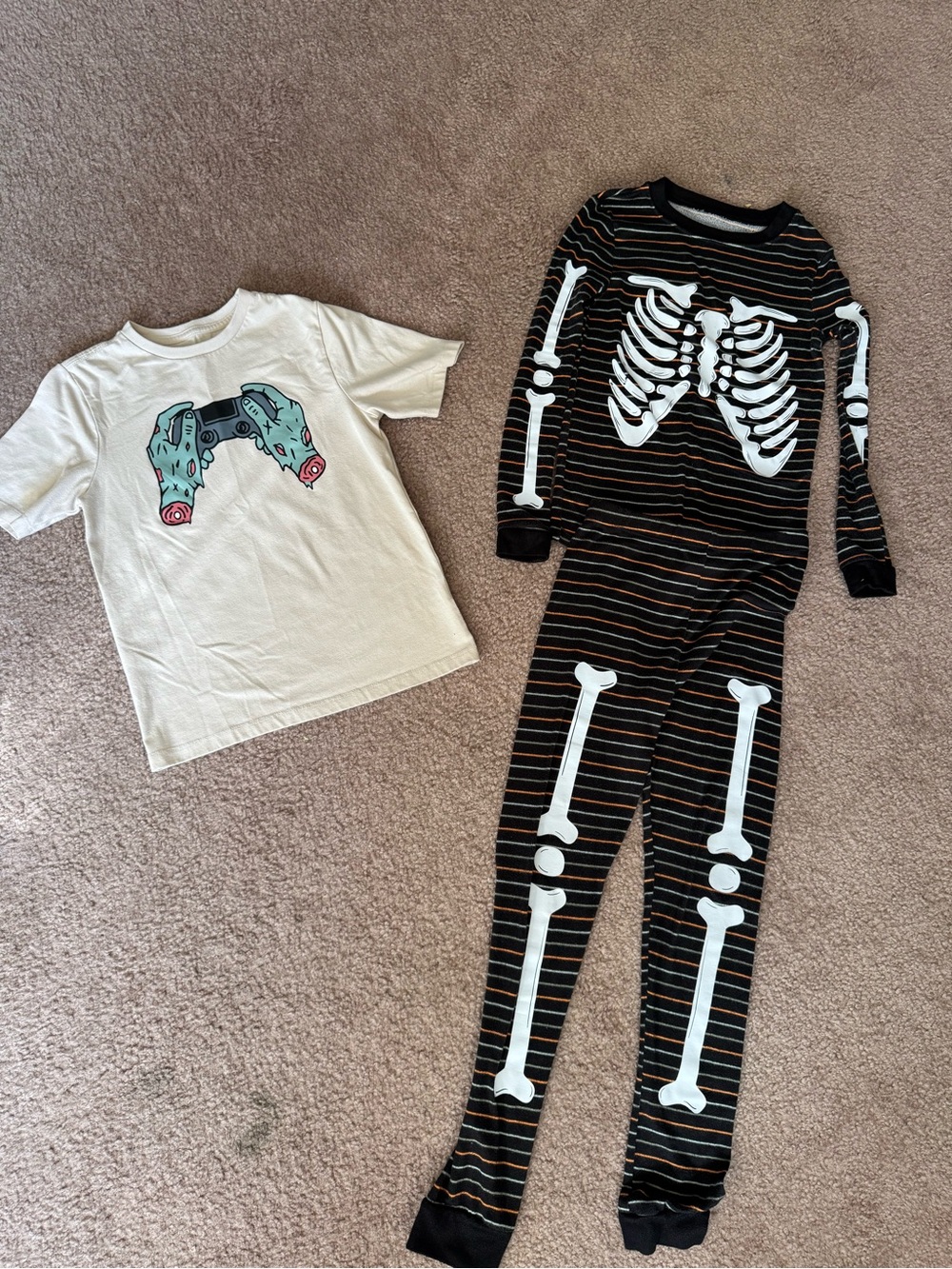 Boys Halloween Skeleton Pajama Set & Shirt Size 8